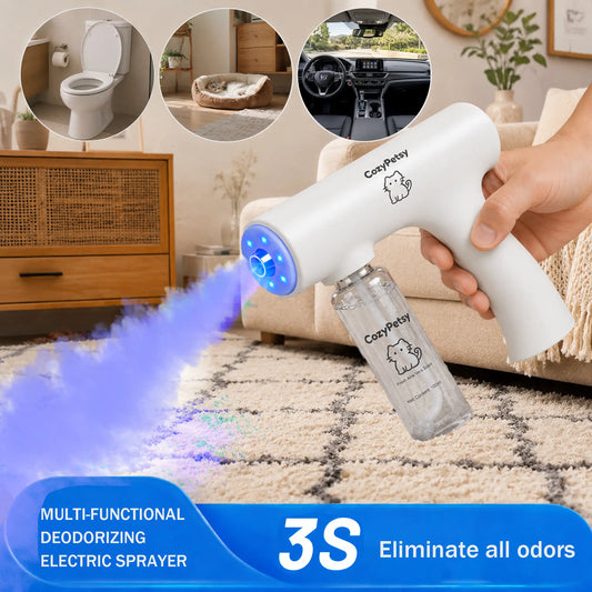 Electric pet odor eliminator spray gun kit, full view