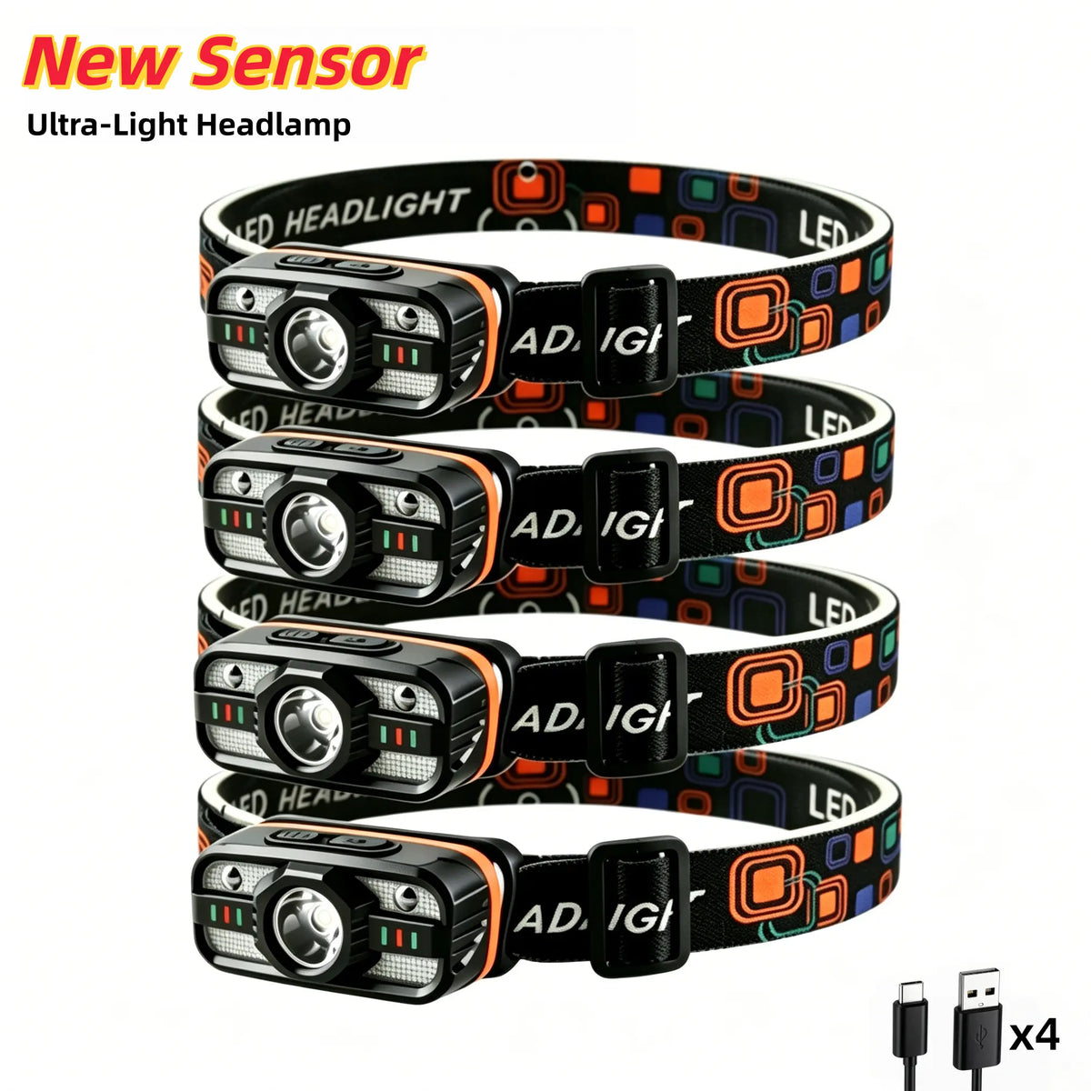 4-pack headlamp set displayed together