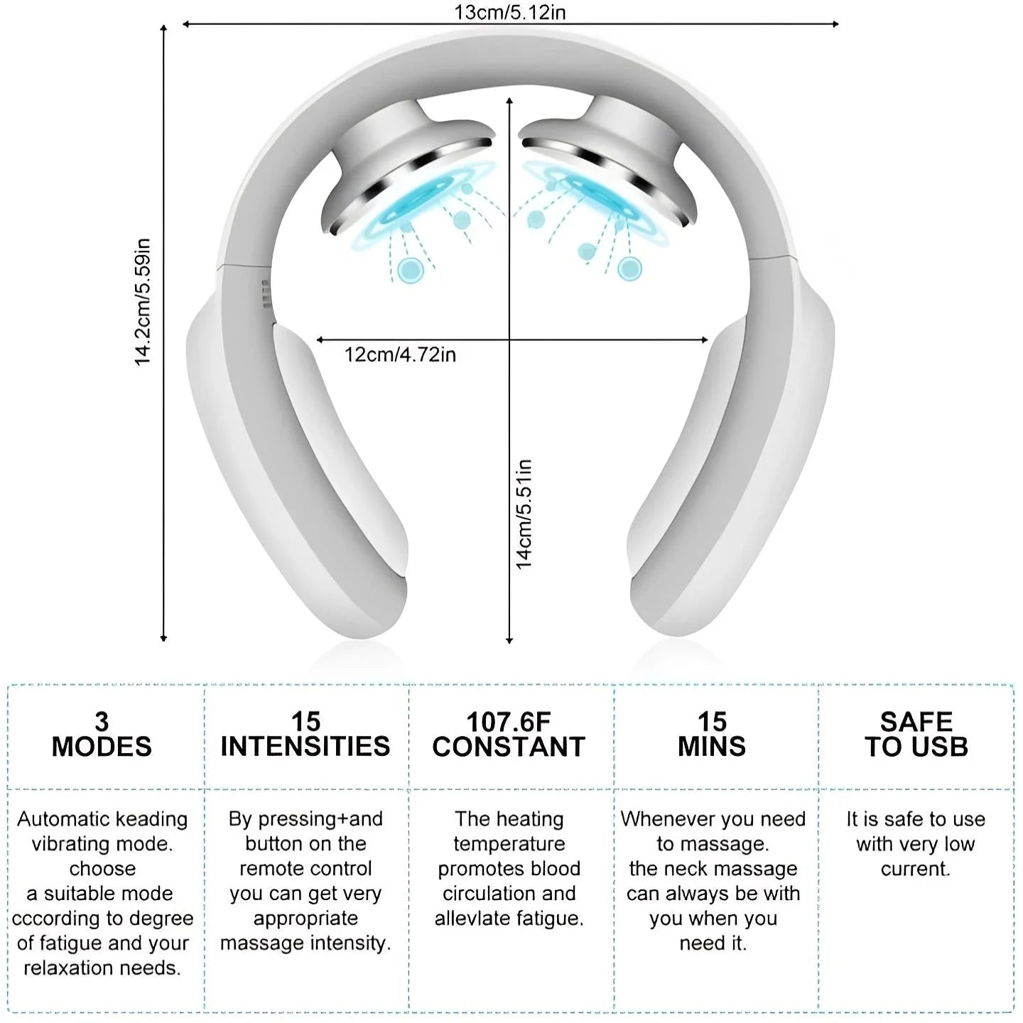 Rechargeable Comfort Neck Massager with Heat and Vibration Settings
