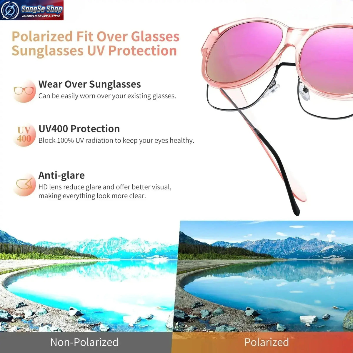 Summerwins 4-Pack Men'S Polarized Fit-Over Outdoor Fashion Sunglasses, Large Frame UV400 Protection, Anti-Glare Driving Shades for Prescription Glasses Wearers, Lightweight Outdoor Eyewear for Travel, Daily Use