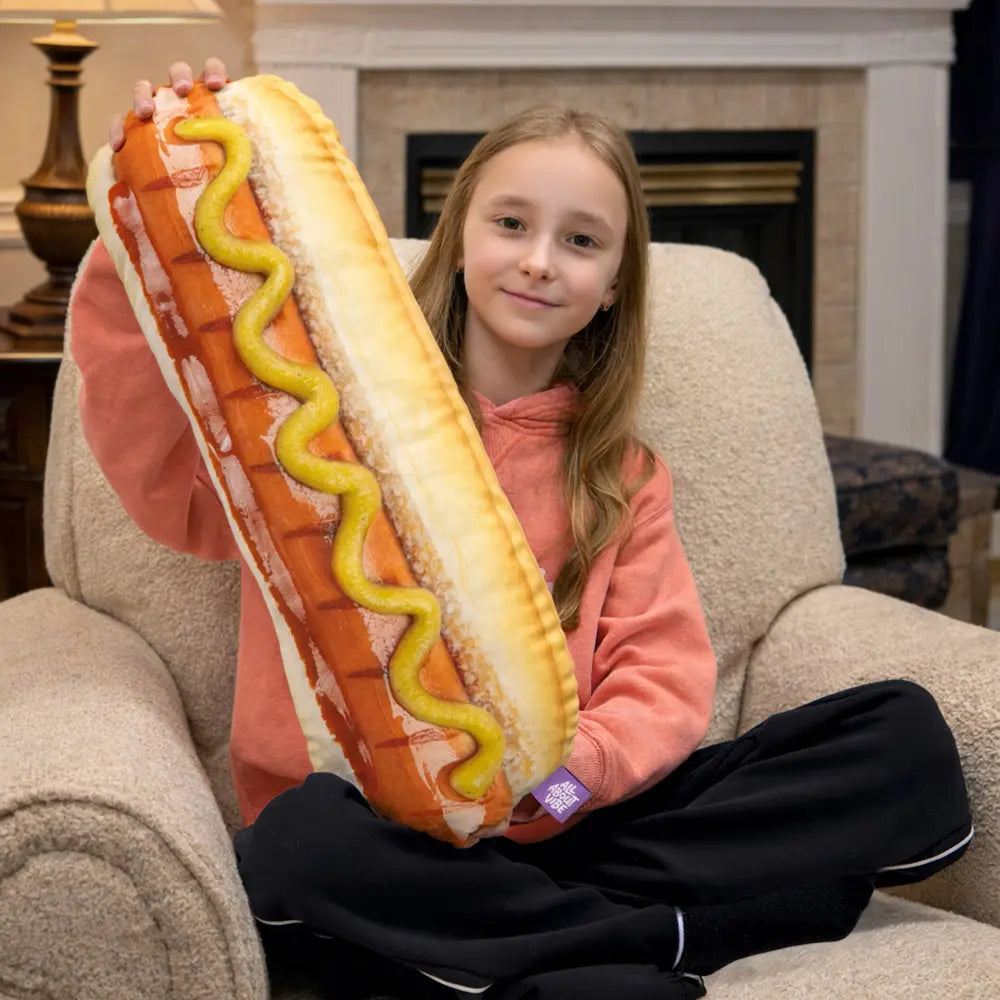 Hotdog Pillow | All about Vibe – Realistic 3D Hot Dog Throw Pillow for Couch & Bed Decor | Ultra-Soft Plush, Funny Foodie Gift, Made in USA