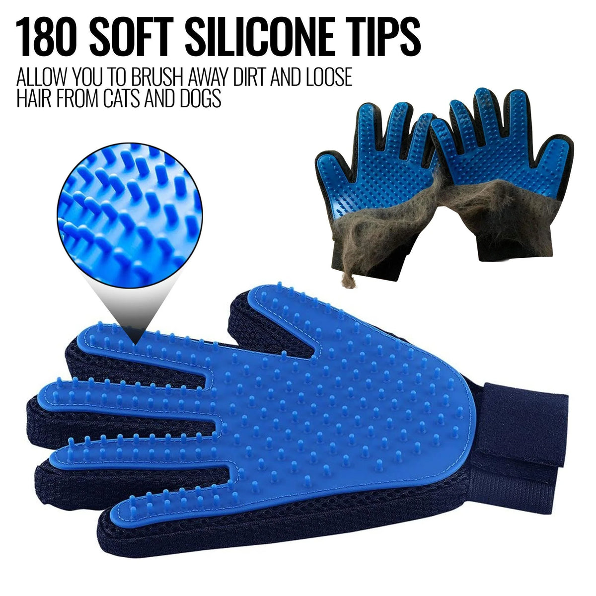 Pet grooming gloves pair, full product view