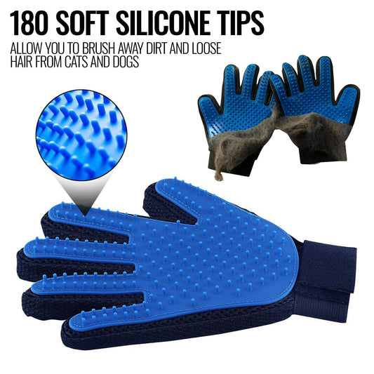Pet grooming gloves pair, full product view