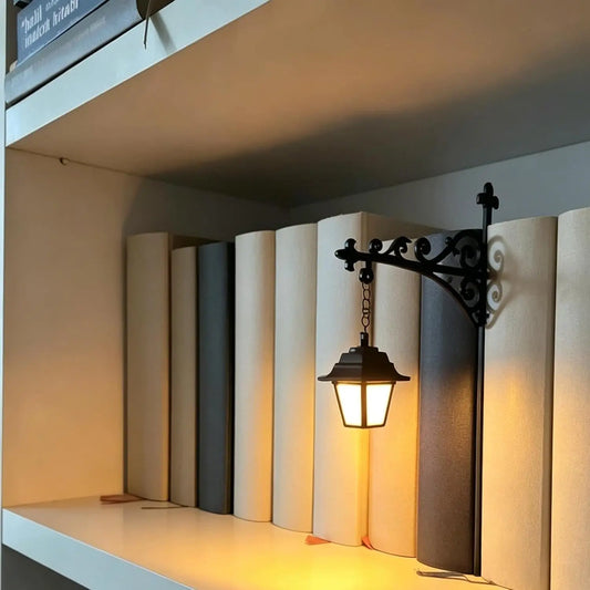 Dark academia bookshelf lantern, full product view