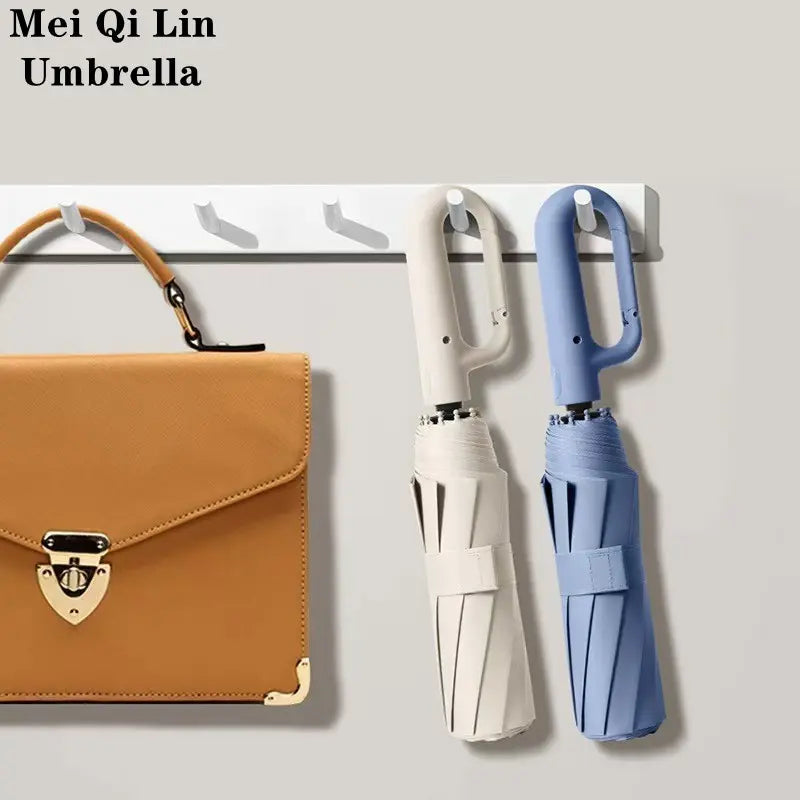 High-End Creative Hook Handle, Automatic Folding Umbrella, Portable, Lightweight Waterproof Umbrella, Reinforced Iron Frame, Essential for Travel, Business & Leisure
