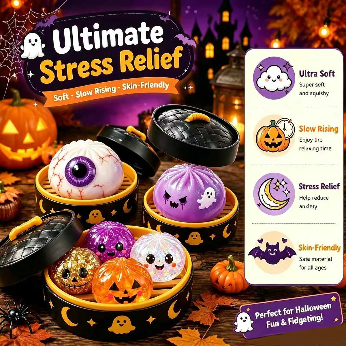Halloween Scary Ghost Squeeze Toy Set