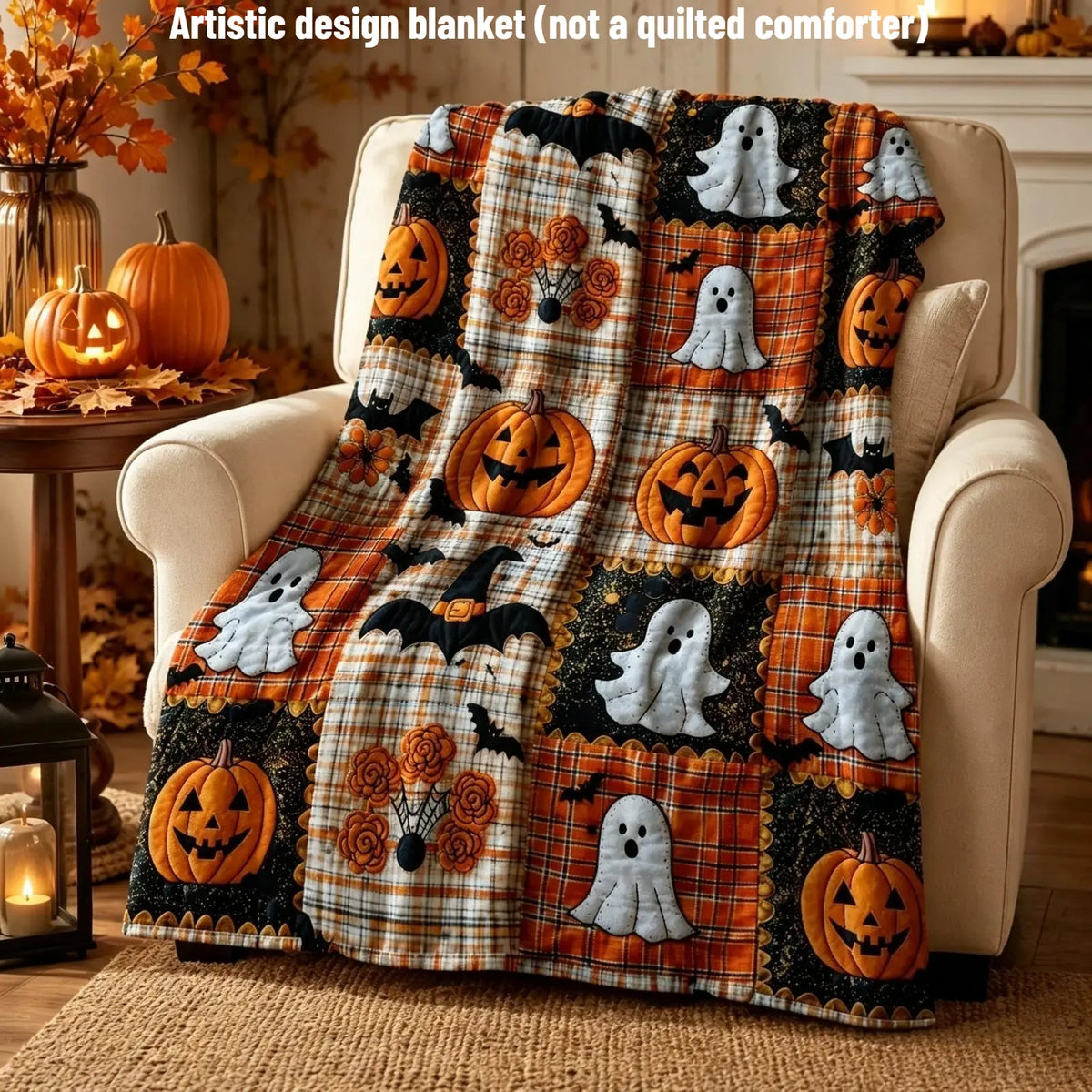 Pumpkin Ghost Bat Blanket