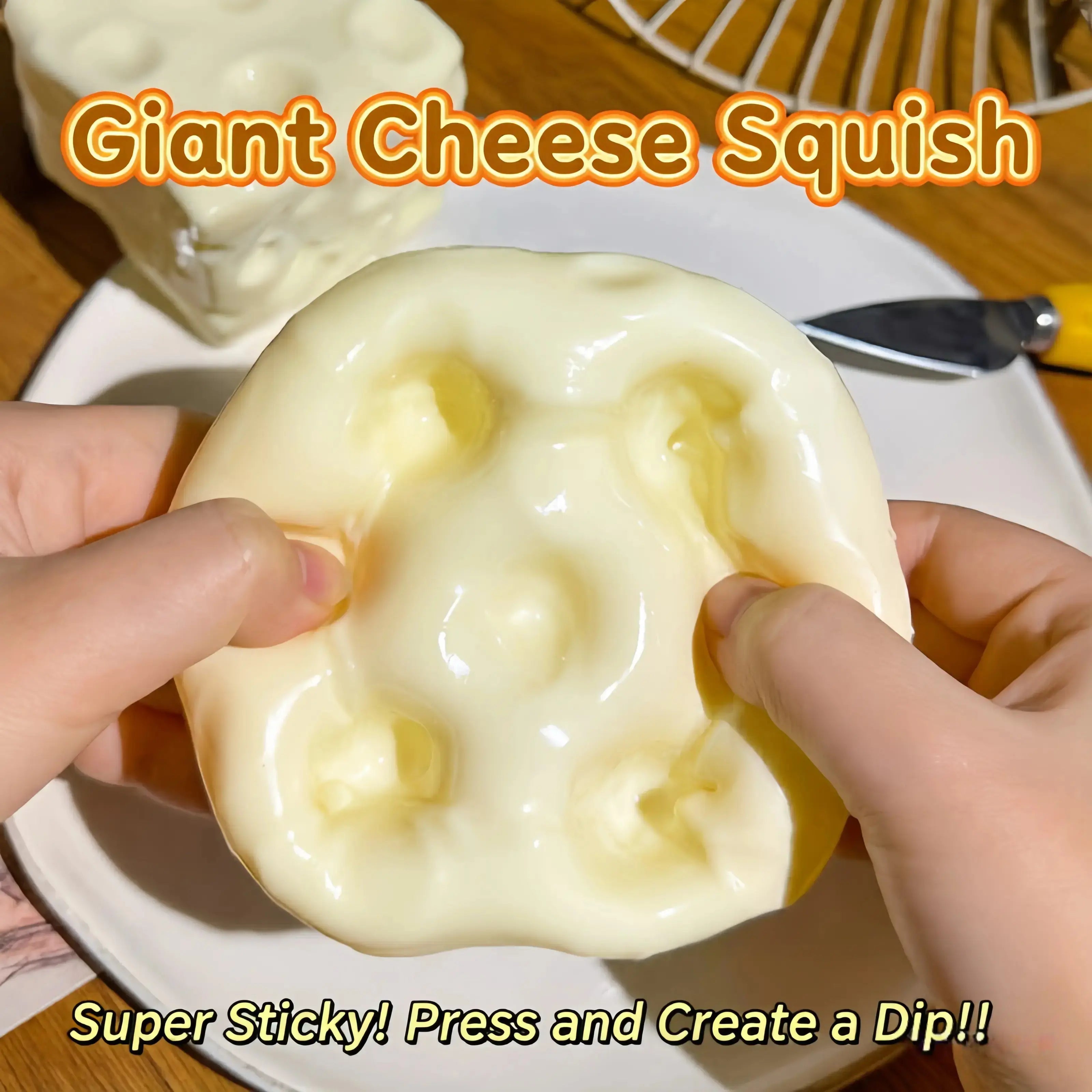 Fully Moldable Non-Rebound Cheese Squishy Soft Gel Stress Ball, Filled with Petroleum Jelly Cheese Squishy ,Giant Cheese Block 6&7Cm for ASMR Relaxation, Viral Fidget Gift for Anxiety Relief
